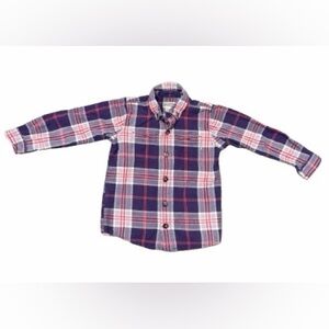 Duluth Trading Co 4T Plaid Flannel Button Up Shirt Boys Red Blue Cotton